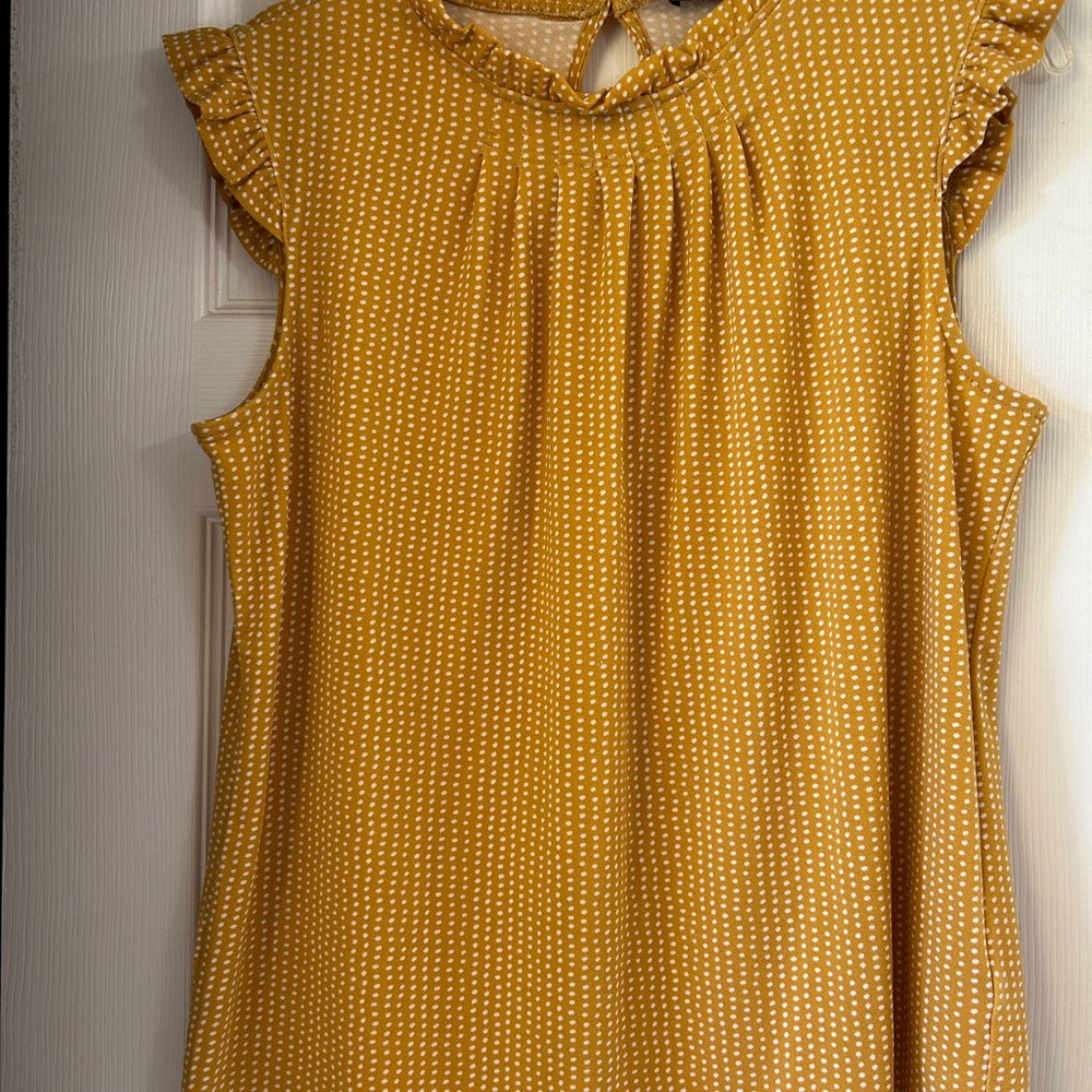 Adrianna Papell Yellow Ruffled Flutter Sleeve Blouse